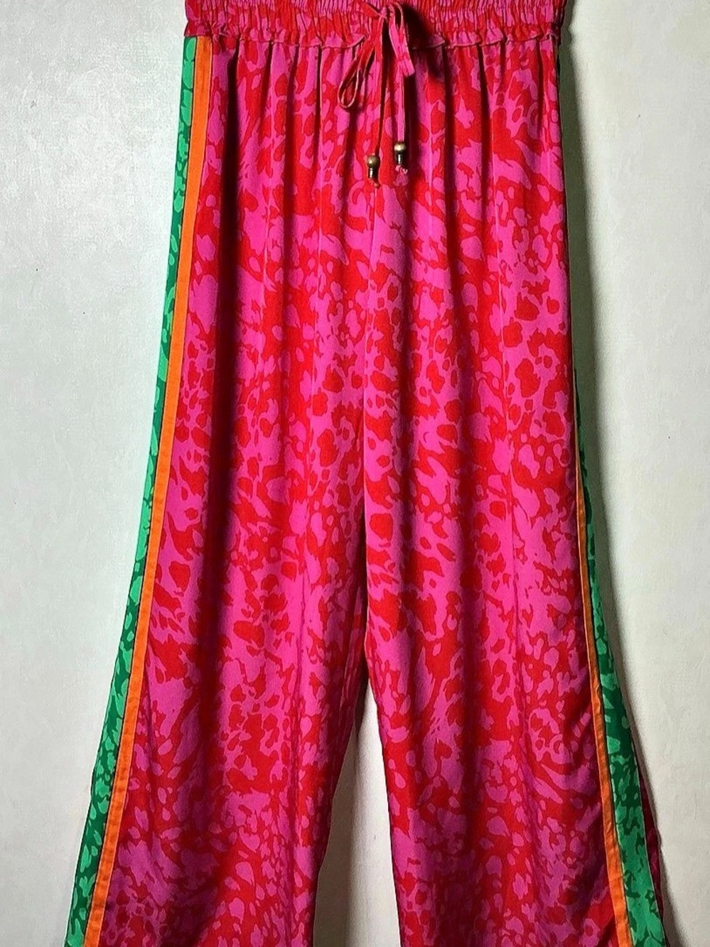 THML Wide Leg Animal Print Pants in Pink & Green Size Small Like New